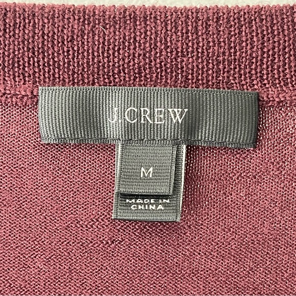 J.Crew Merino Wool Lightweight V-Neck Sweater Women’s Medium Burgundy - Picture 3 of 7